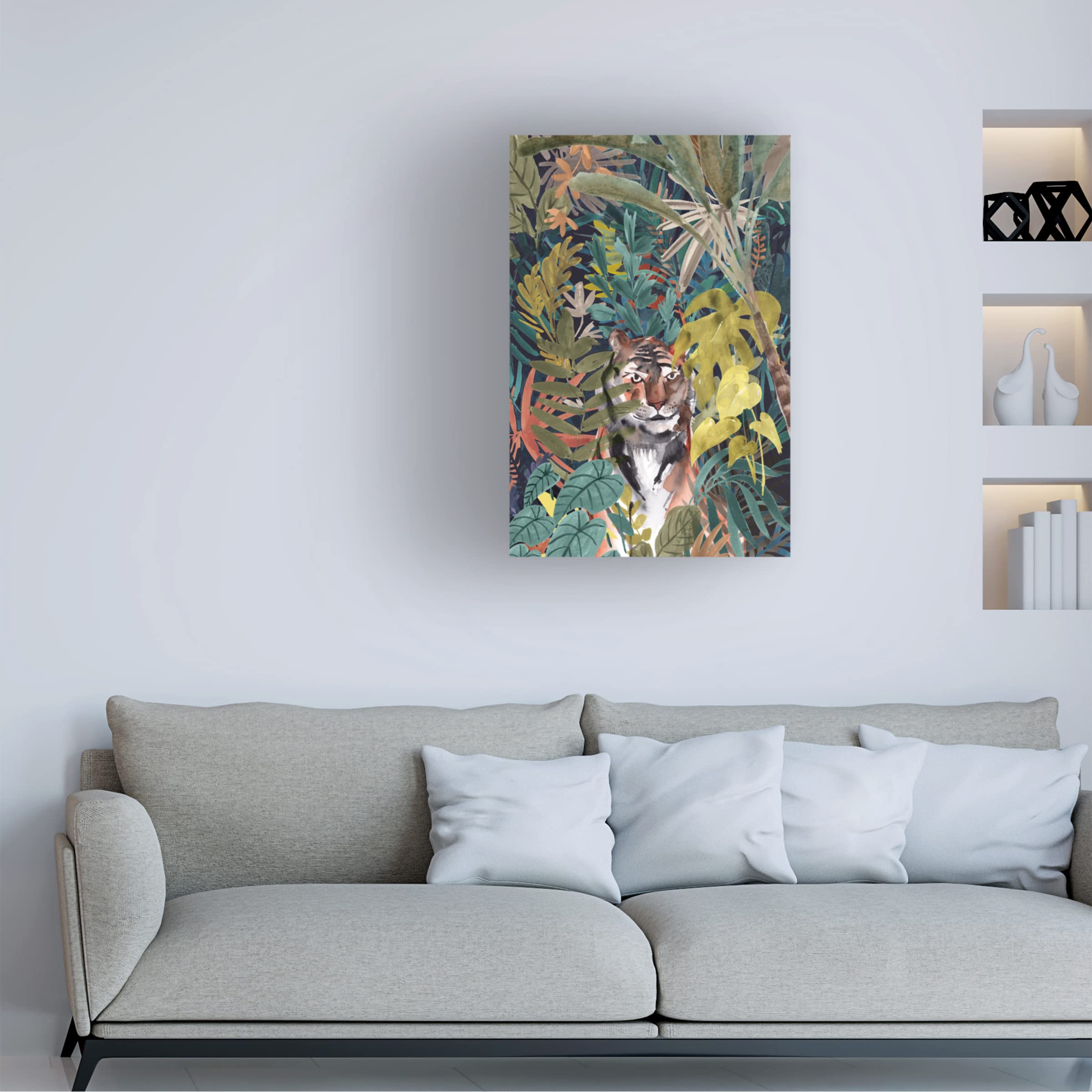 Trademark Fine Art 'Jungle Mood' Canvas Wall Art by Karyn Panganiban - 30x47 Inches Modern Tropical Decor for Living Room, Bedroom & Office