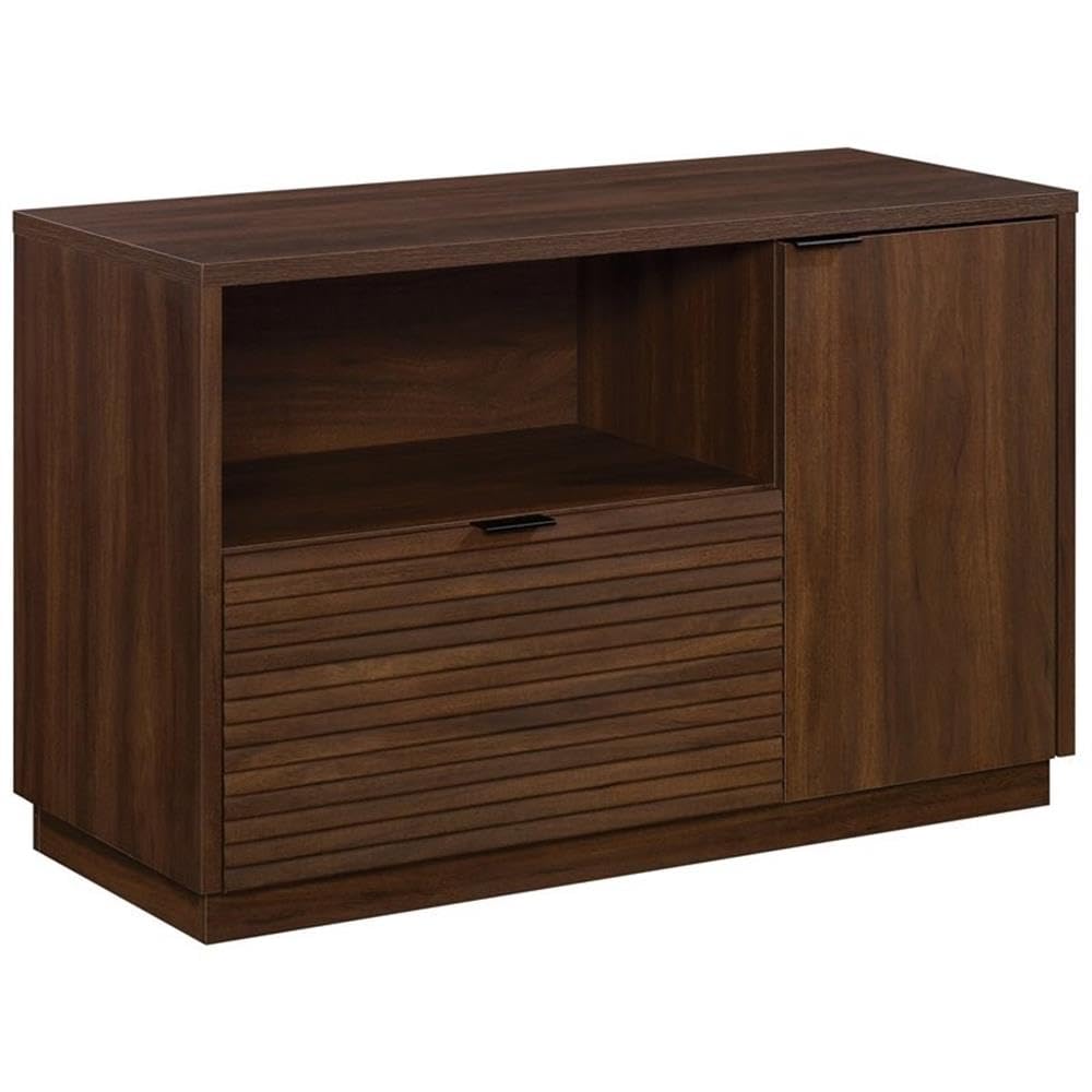 Pemberly Row Modern Engineered Wood Filing Cabinet Credenza in Spiced Mahogany - Stylish Home Office Storage Solution for Files & Supplies