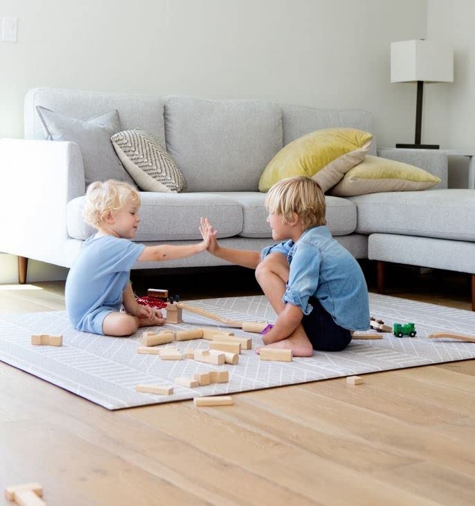 Ruggish Cali Play Rug 4.8x7 ft - Soft Reversible Baby Playmat with Interactive Map, Waterproof & Non-Slip Nursery Rug for Toddlers - Perfect for Playrooms, Daycares & Kids Bedrooms (Grey)