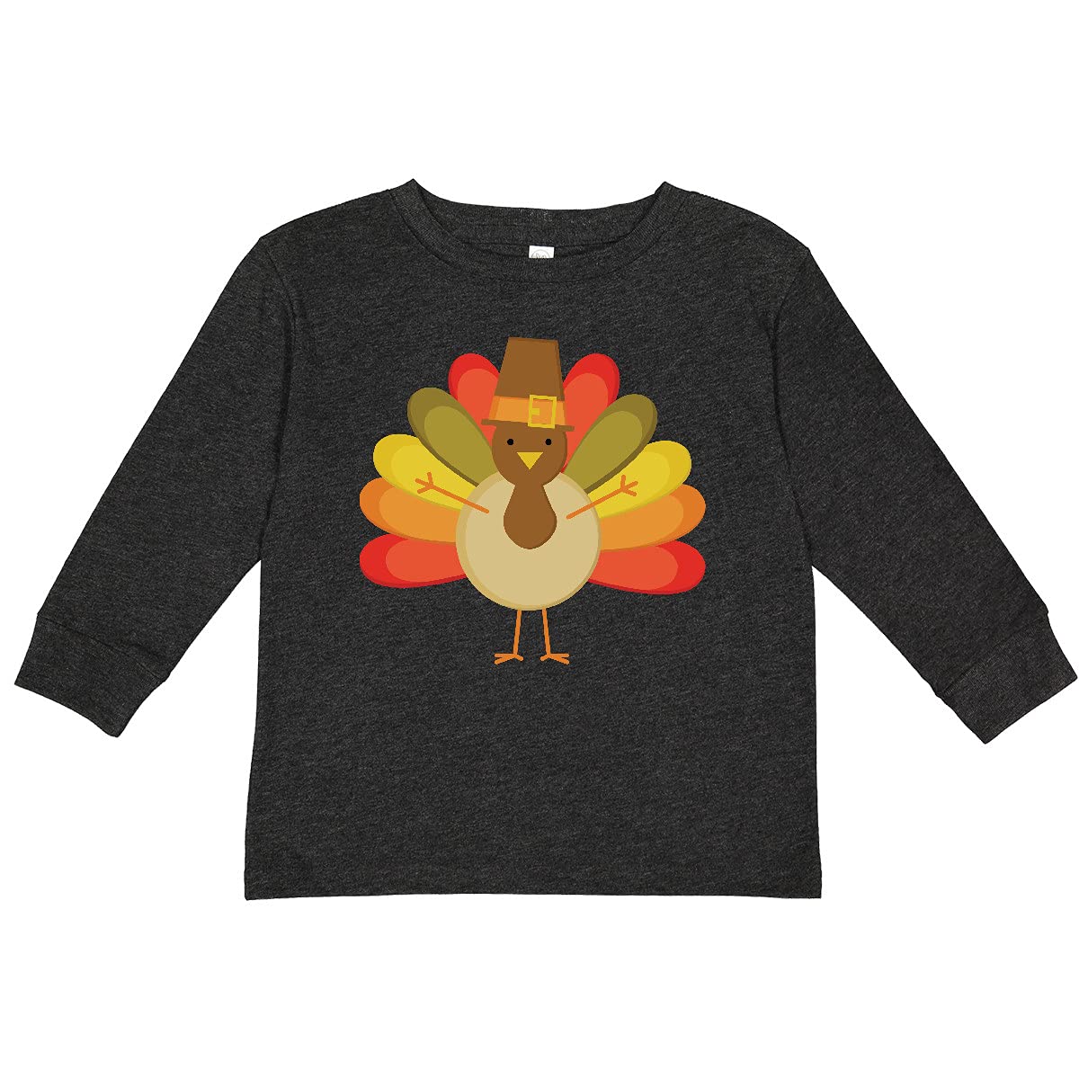 Inktastic Thanksgiving Pilgrim Turkey Holiday Toddler Long Sleeve T-Shirt - Cute Fall Outfit for Kids, Boys & Girls Thanksgiving Family Gathering & Autumn Photoshoot