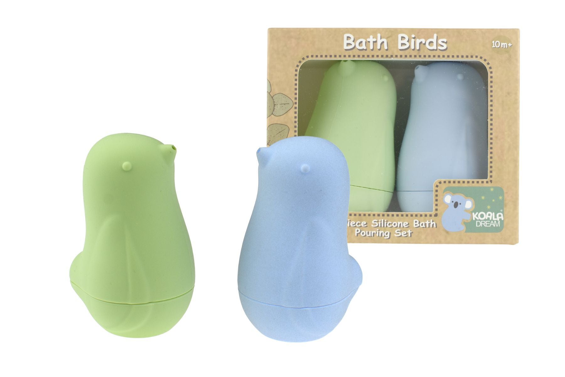 2 Pack Silicone Bath Toys - Pistachio & Baby Blue Ducky Pouring Birds for Kids Bathtime Fun | Perfect for Sensory Play & Water Games