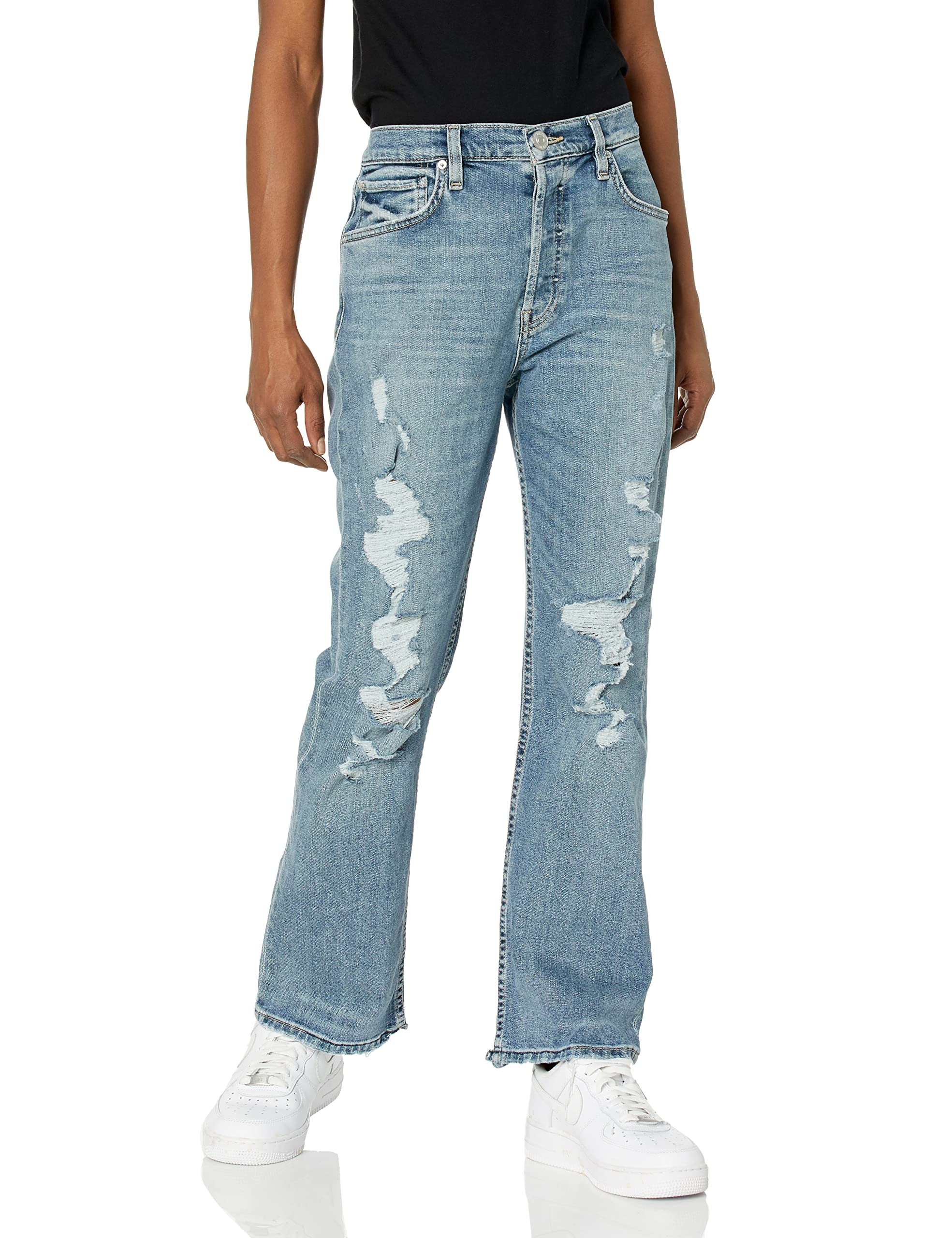 HUDSON Women's Thalia Boyfriend Jeans - High Waist Distressed Denim Pants for Casual Wear & Everyday Outfits