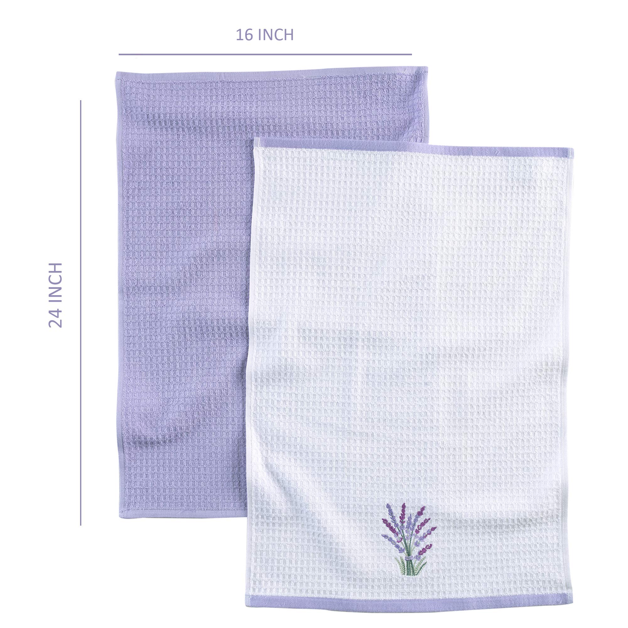**Ultra Soft & Super Absorbent Cotton Kitchen Towels (24x16 Inches) – Natural Dish Towels Set of 2, Lavender – Perfect for Drying Dishes, Cleaning Countertops & Decor**