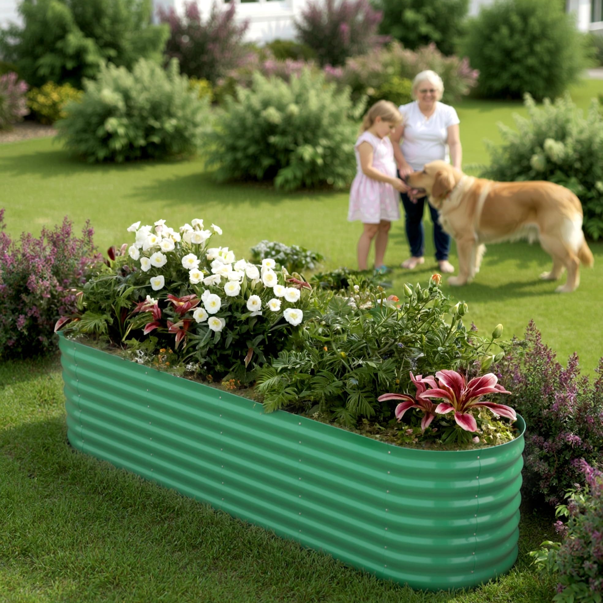 GARVEE 2 Pack 8ft x 2ft x 1.5ft Galvanized Steel Raised Garden Beds - Outdoor Deep Planter Box Kit with Tool-Free Assembly, Rust-Resistant Green Coated Design for Vegetables, Flowers & Herbs - Perfect for Backyard Gardening, Patio Planting and Urban Farming