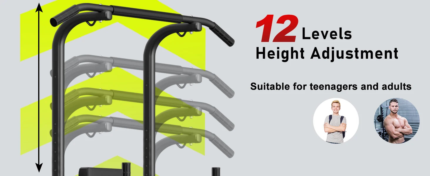 Multi-Function Power Tower Dip Station with Pull Up Bar - Home Gym Strength Training Equipment for Push Ups, Abdominal Exercises & Full Body Workouts - Perfect for Small Spaces, Garage & Home Fitness