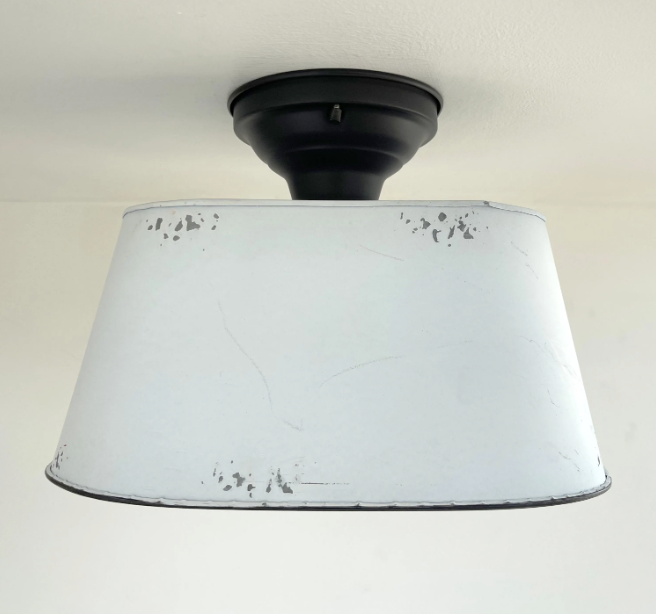 Rustic White Distressed Oval Duo Ceiling Light Fixture - Farmhouse Style Lighting for Kitchen, Dining Room & Bedroom