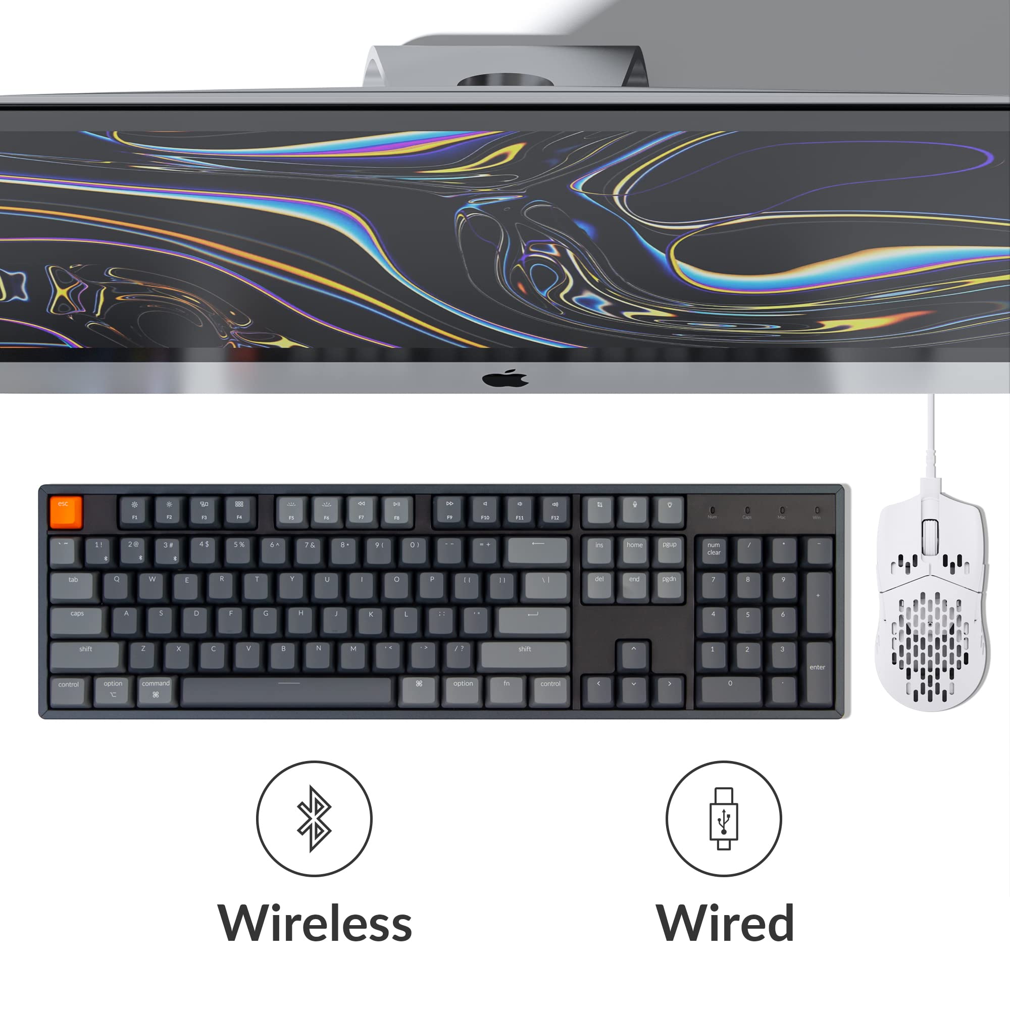 Keychron K10 Full Size 104-Key Bluetooth Wireless & USB Wired Mechanical Keyboard for Mac/Windows - Gateron G Pro Red Switches, RGB Backlight, Aluminum Frame - Perfect for Gaming, Coding & Office Work