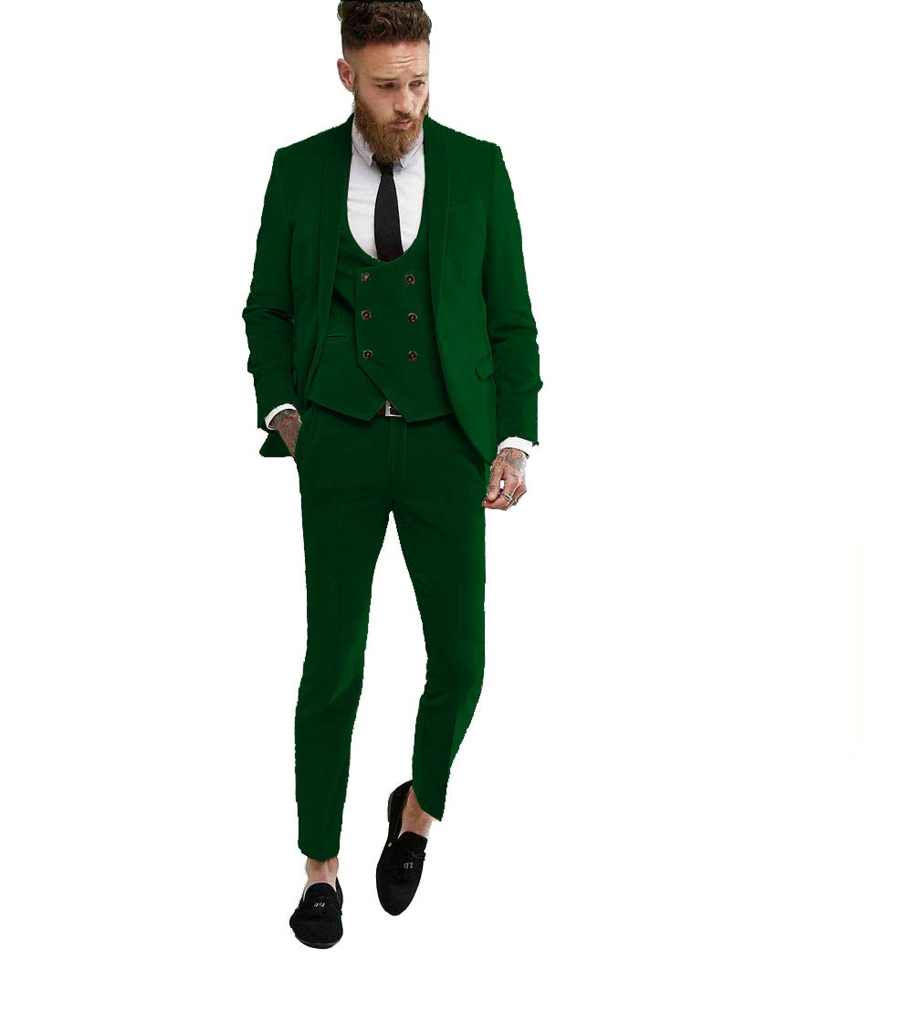 RDZDING Men's Velvet 3-Piece Slim Fit Suit Set - Tuxedo Blazer & Pants for Groomsmen, Weddings & Formal Events | Elegant Party Jacket for Prom, Evening Wear & Special Occasions