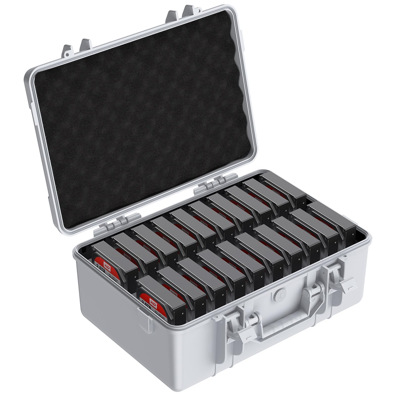 ORICO 20-Bay 3.5 Inch HDD SSD Hard Drive Storage Case - Shockproof, Anti-Static, Moisture-Proof Carrying Box with Foam Protection for Data Backup, Server Storage & IT Professionals (Model: PSC L20)