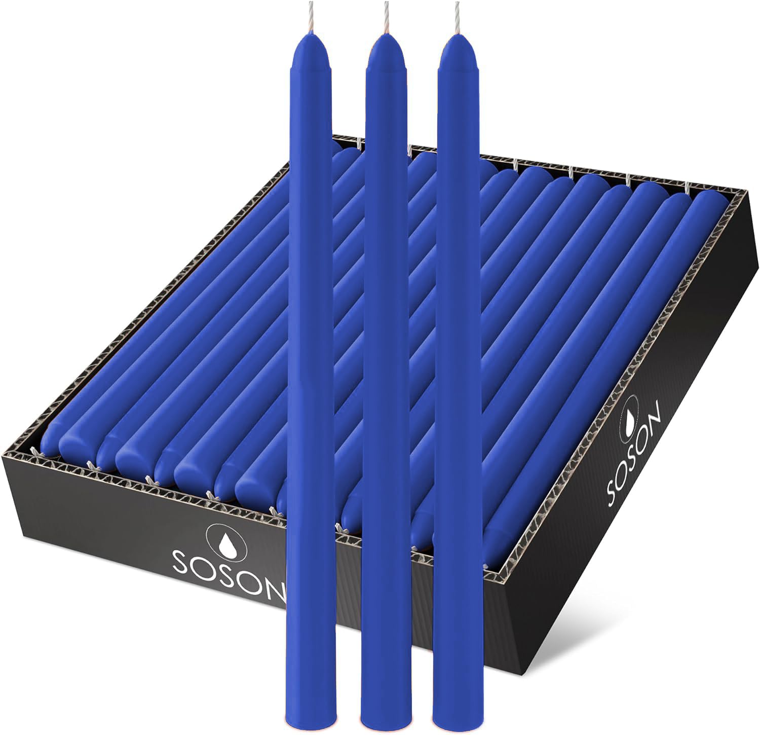 Blue Taper Candles Set of 30 - Dripless 12