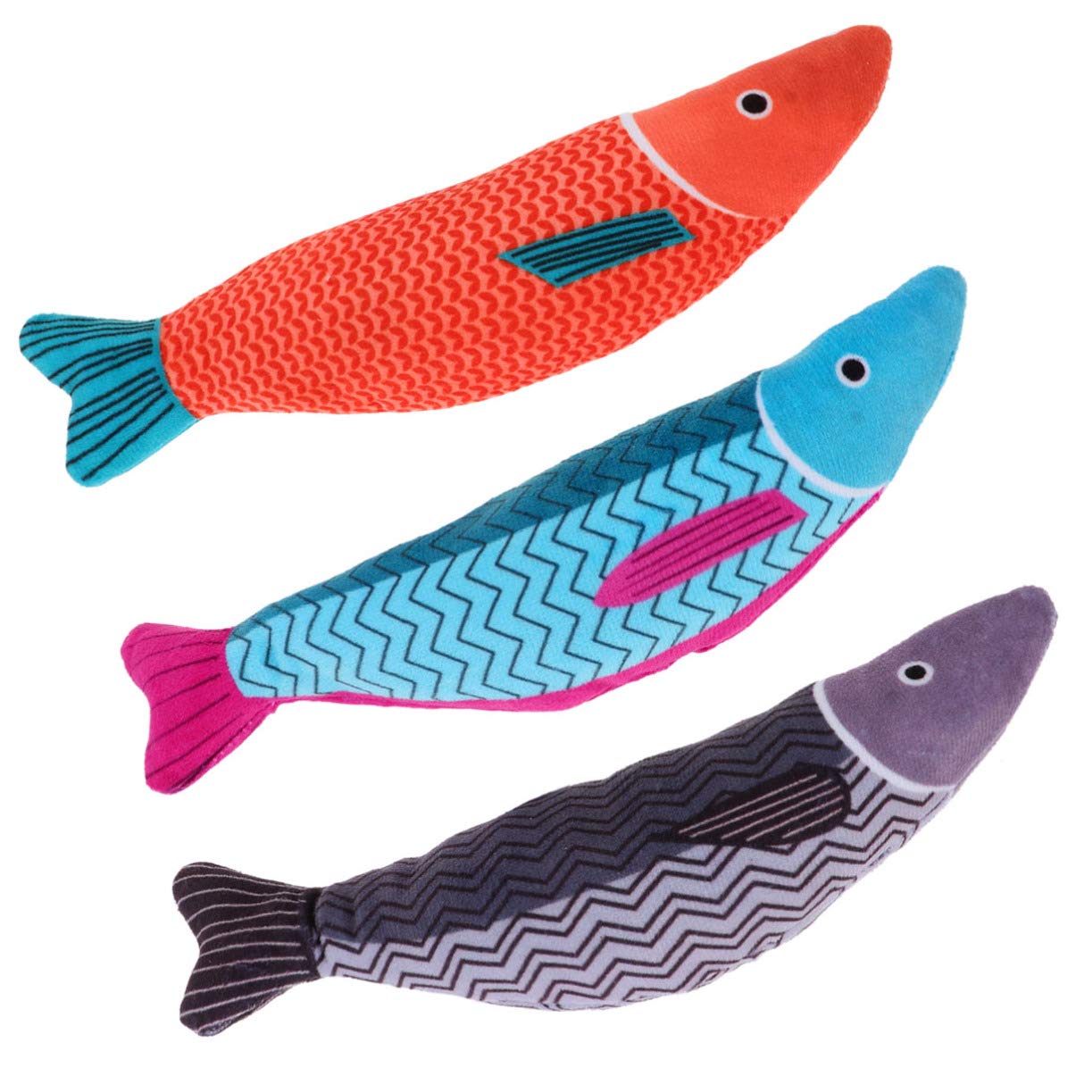 Balacoo 3-Piece Catnip Kicker Toys - Interactive Squeaky Plush Fish Toys for Indoor Cats, Biting & Chew Play - Perfect for Playtime, Exercise & Stress Relief