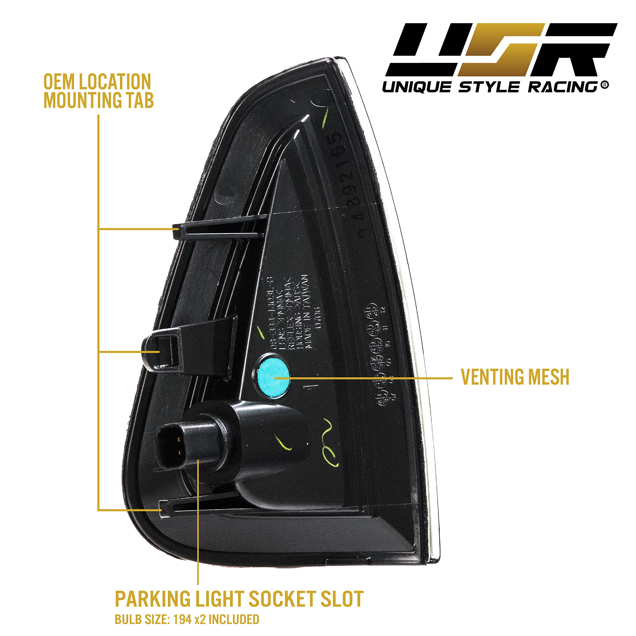 USR DEPO Black/Smoke Turn Signal Lights - Front Corner Lamps Pair (Left & Right) Compatible with 2006-2010 Dodge Charger Sedan | Smoked Lens Design | Easy Installation | Enhanced Visibility & Style for Night Driving & Custom Car Mods