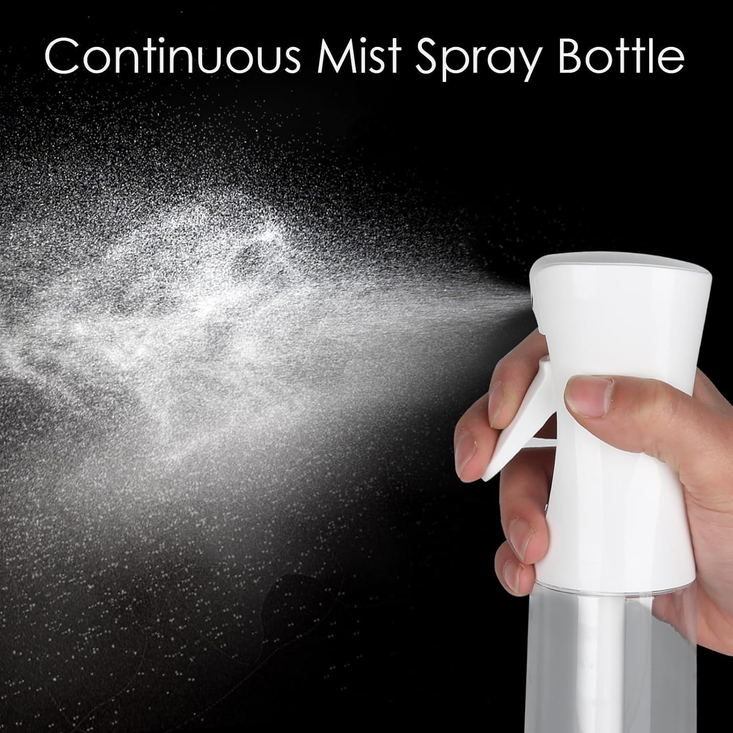 SRUSTEPY 300ml Ultra Fine Mist Spray Bottle for Hair, Plants & Salon Use - Black & Transparent - Perfect for Styling, Watering & Misting