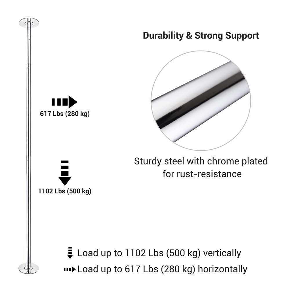 TheLAShop 11.5 ft Spinning Dance Pole for Home - 45mm Removable Stainless Steel Pole for Fitness, Dance & Pole Dancing Practice - Perfect for Home Gym, Dance Studio & Exercise Workouts