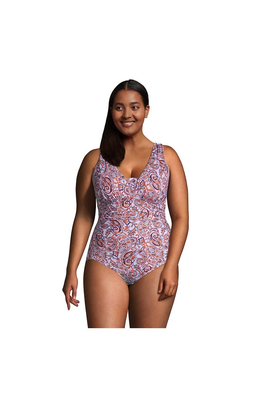 Lands' End Women's Tummy Control One Piece Swimsuit - Slimming Grecian Design, Chlorine Resistant for Pool & Beach Wear | Perfect for Swimming, Vacation & Summer Activities