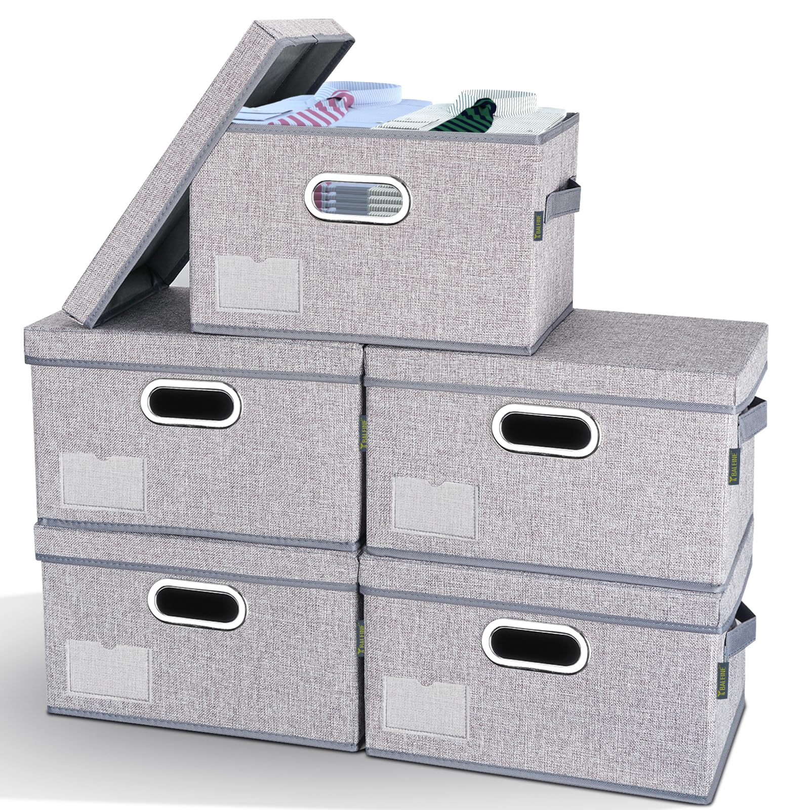 Foldable Fabric Storage Bins with Lids - 5-Pack Extra Large Gray Collapsible Closet Organizers for Bedroom, Office & Home Organization | Space-Saving Storage Solution for Clothes, Toys & Seasonal Items