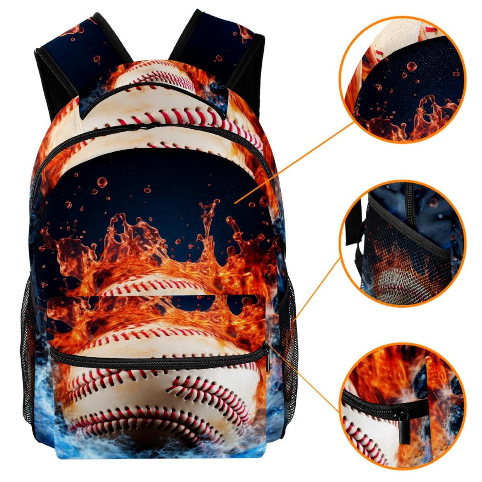 Best Travel & Work Backpack - Lightweight Durable Baseball Flame Sports Water Resistant Backpack for Commuting, Hiking, Gym & Outdoor Adventures