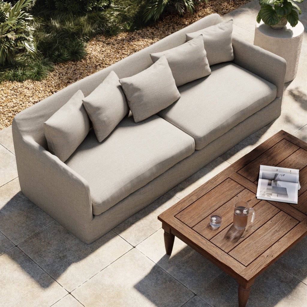 Dade Outdoor Slipcover Sofa - Waterproof Patio Furniture Cushion Cover, Venao Grey - Perfect for Garden, Deck, and Poolside Relaxation