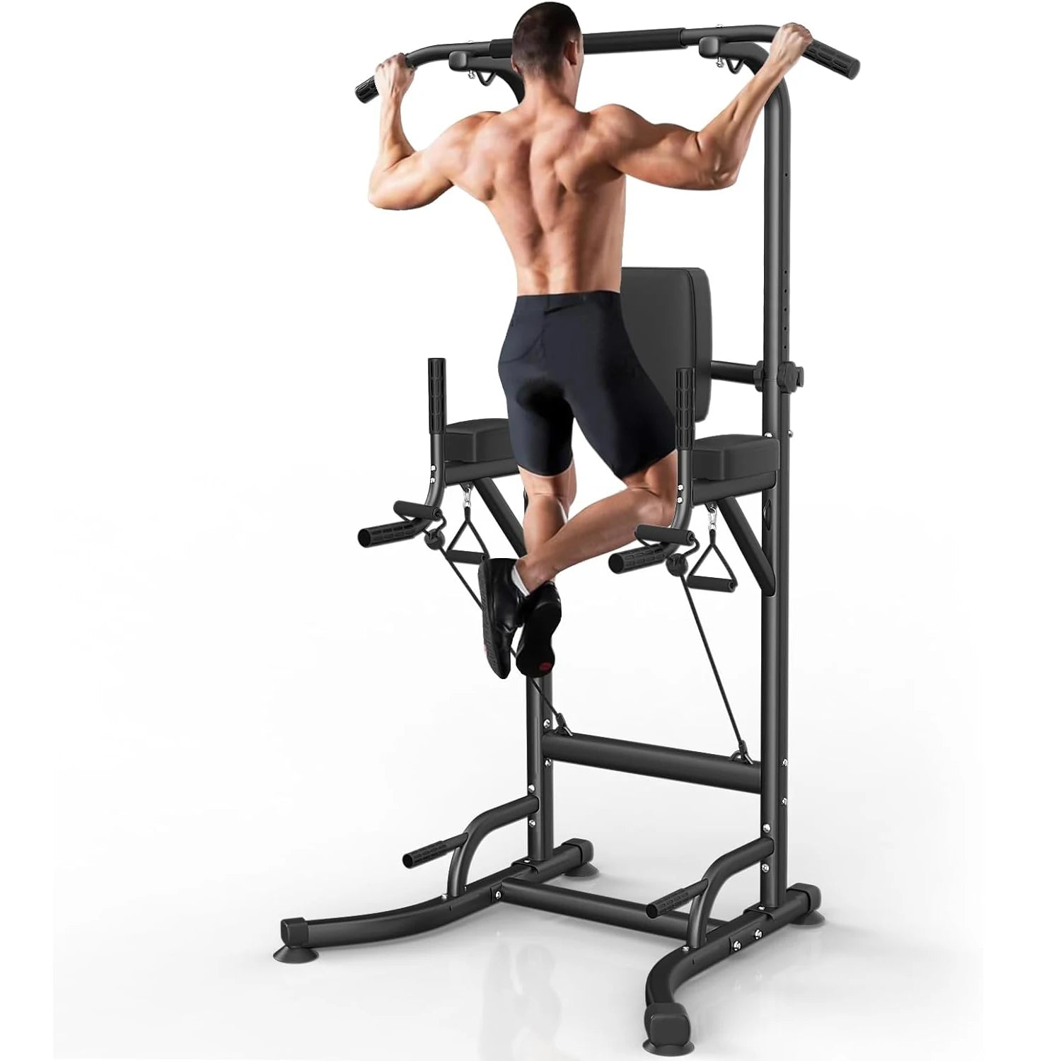 Multi-Function Power Tower Dip Station with Pull Up Bar - Home Gym Strength Training Equipment for Push Ups, Abdominal Exercises & Full Body Workouts - Perfect for Small Spaces, Garage & Home Fitness