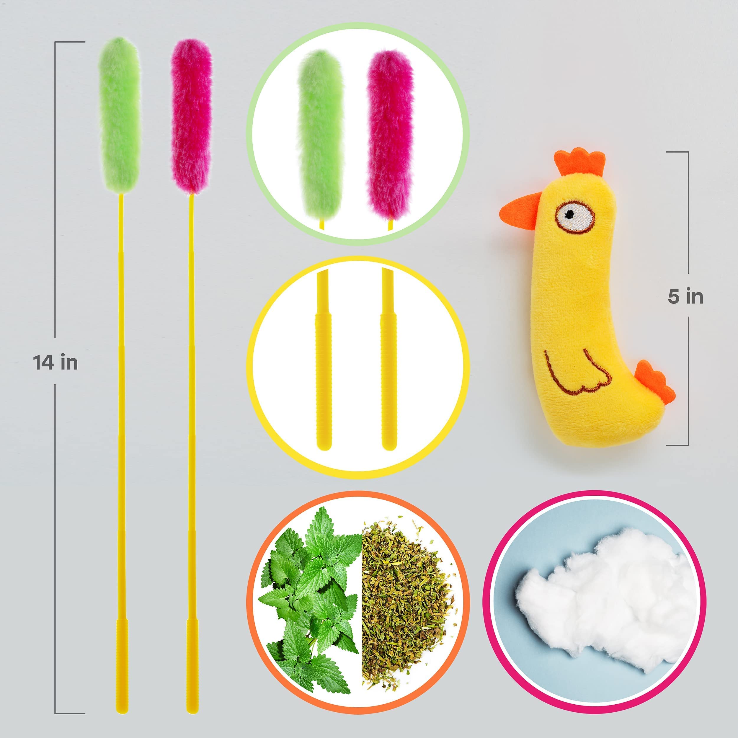 Interactive Cat Toy Set - 3-Piece Chicken Catnip Toy & Plush Teaser Wand for Indoor Cats - Funny & Stimulating Play for Kittens - Perfect for Playtime, Training & Bonding with Your Feline Friend