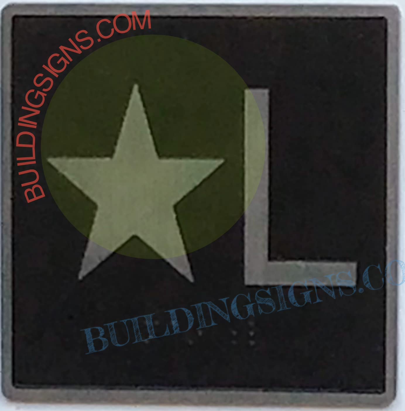 Cast Iron Elevator Floor Number Star L Sign - 4x4 Inch Black Background Jamb Plate for Elevators - Durable & Decorative - Perfect for Office Buildings, Hotels, and Commercial Spaces