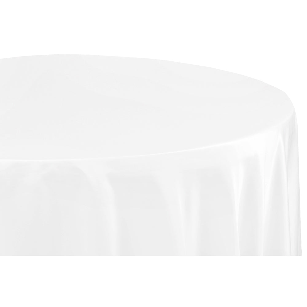 Premium Lamour Satin 120-Inch Round Tablecloth - White - Elegant Dining & Wedding Decor for Formal Events & Special Occasions