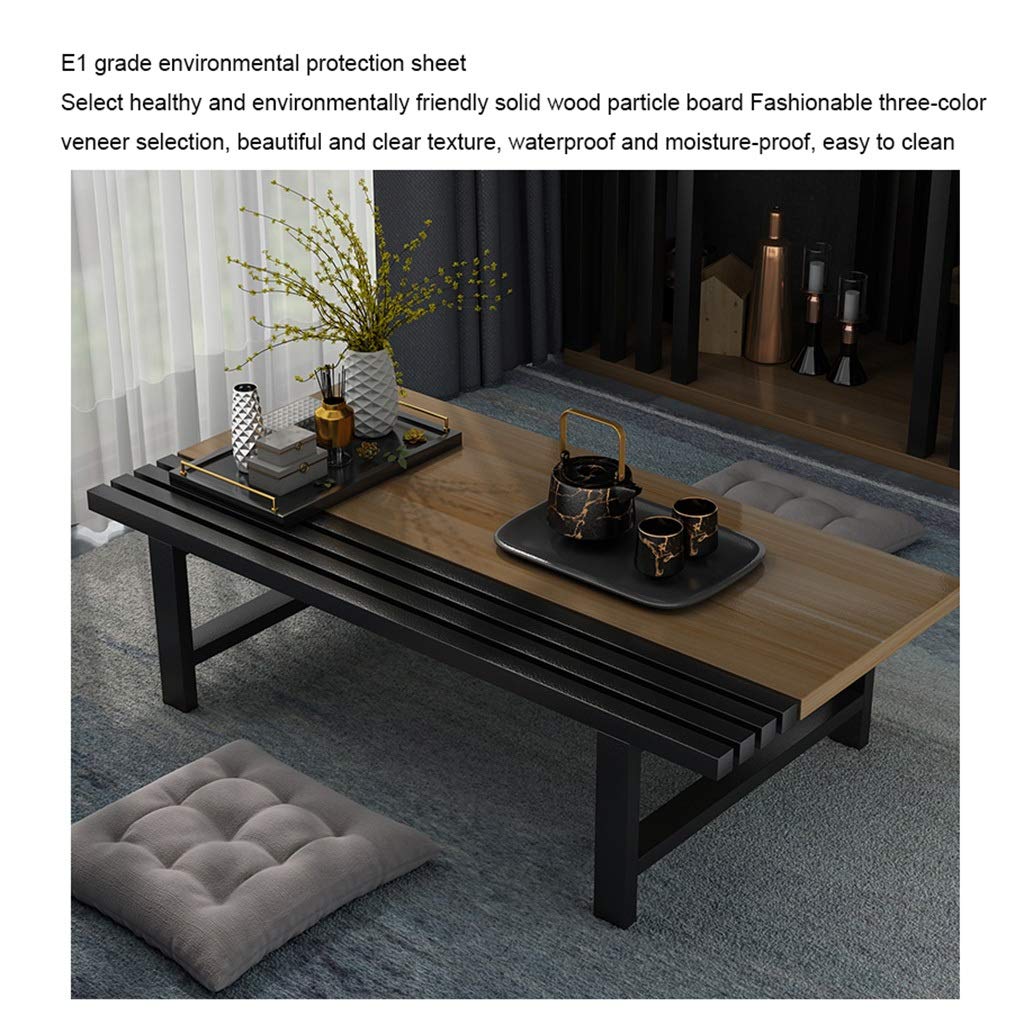 Japanese-Style Low Coffee Table - 100x50x30cm E1 Eco-Friendly MDF Top with Carbon Steel Frame - Modern Living Room, Zen Meditation & Small Space Furniture (Color B)