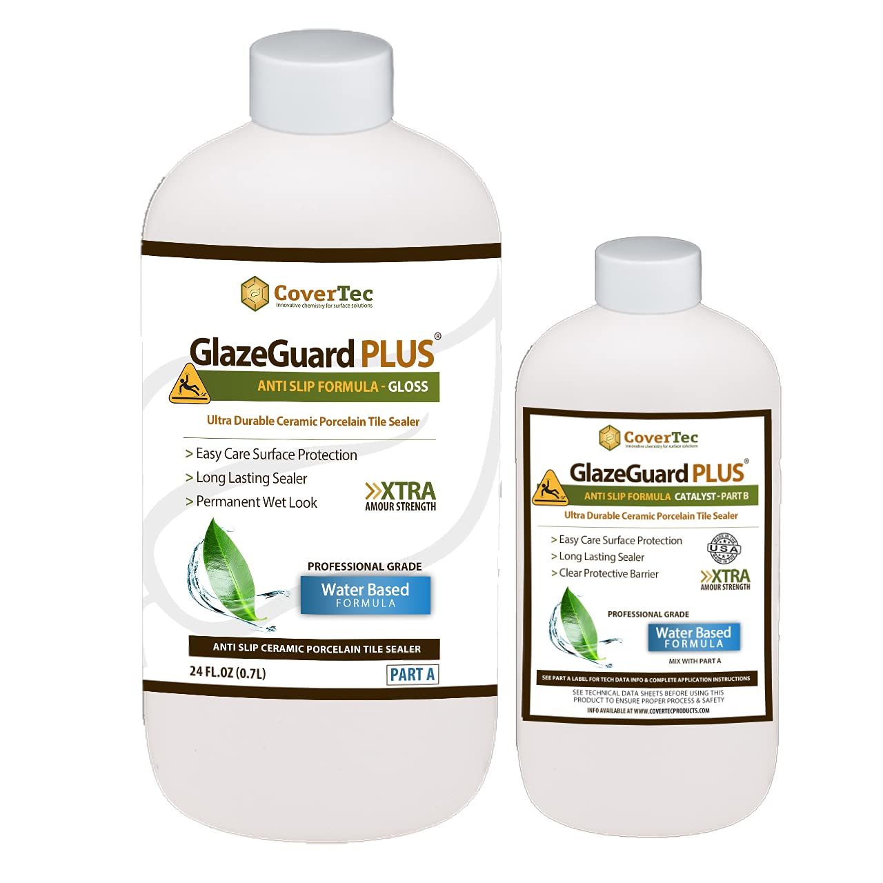 GlazeGuard Plus High-Gloss Anti-Slip Floor Coating Sealer - 1 Quart Professional Grade Kit for Garage, Basement & Workshop Floors - Durable Epoxy Protection for Concrete & Tile Surfaces