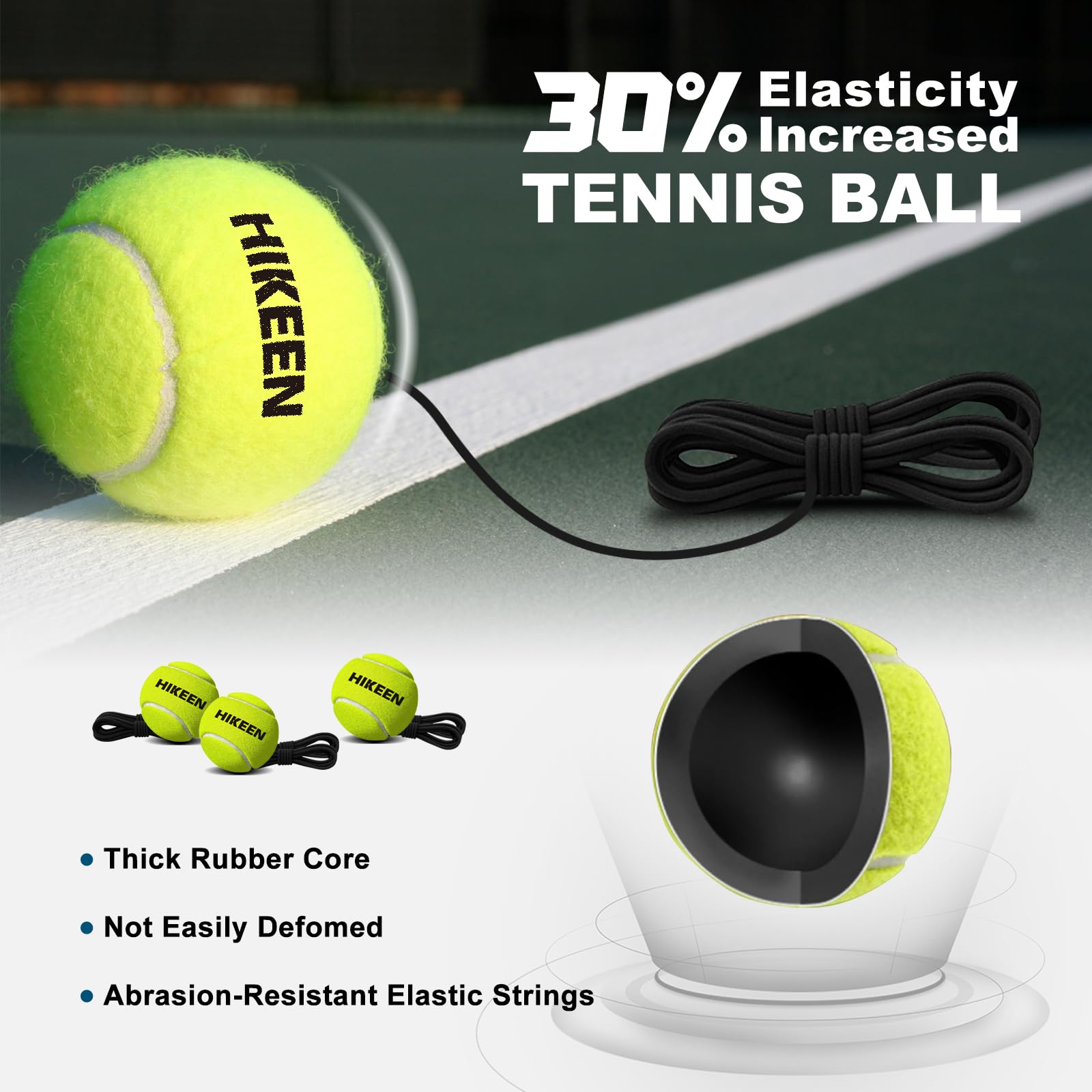 Premium Metal Base Tennis Rebound Trainer - Portable Solo Practice Set with 3 Elastic Balls | Tennis Training Equipment for Adults, Kids & Beginners | Perfect for Backyard Drills, Solo Practice & Skill Development