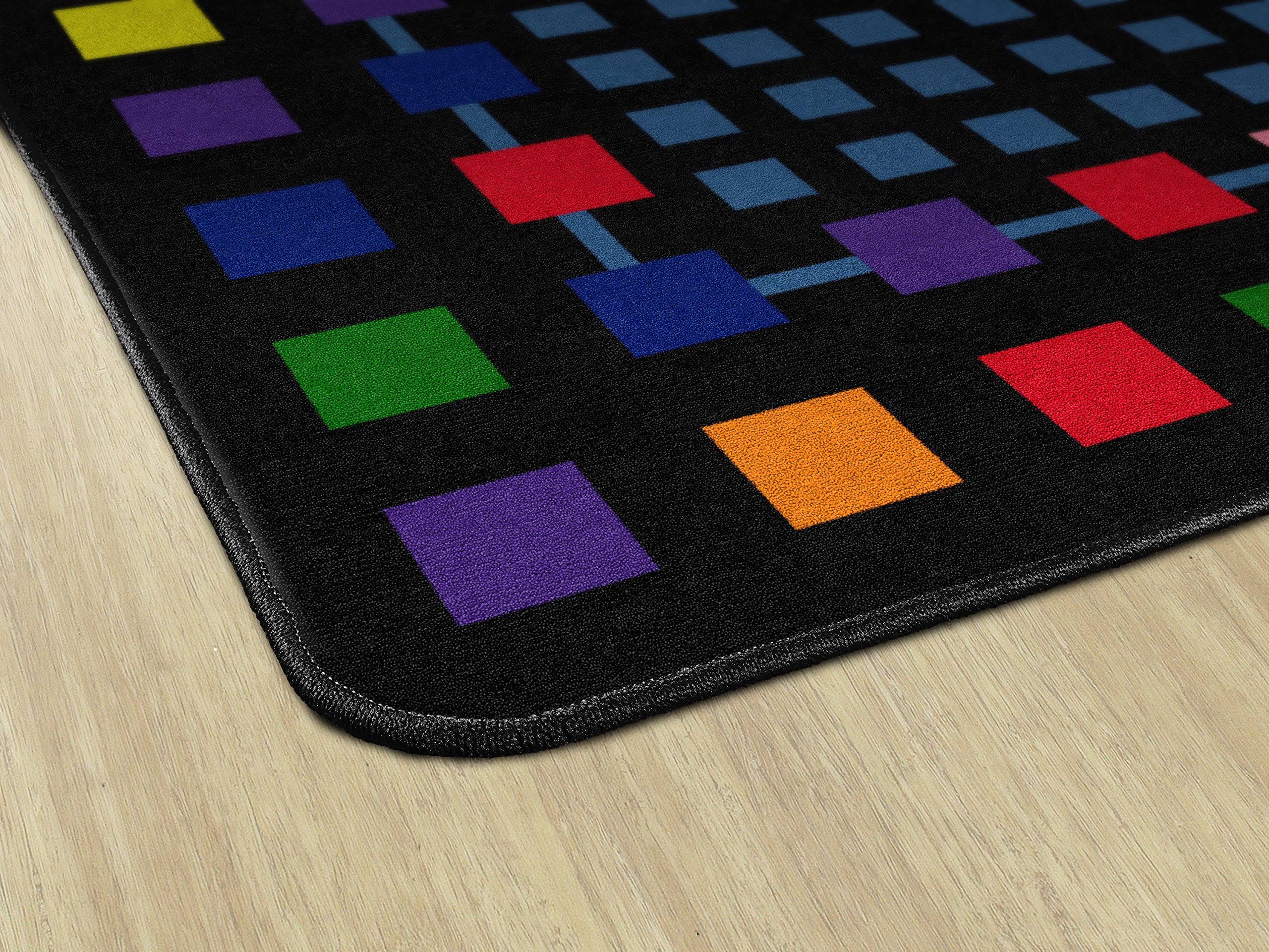 Flagship Carpets Rebordered Squares Educational Rug for Kids – 5'10