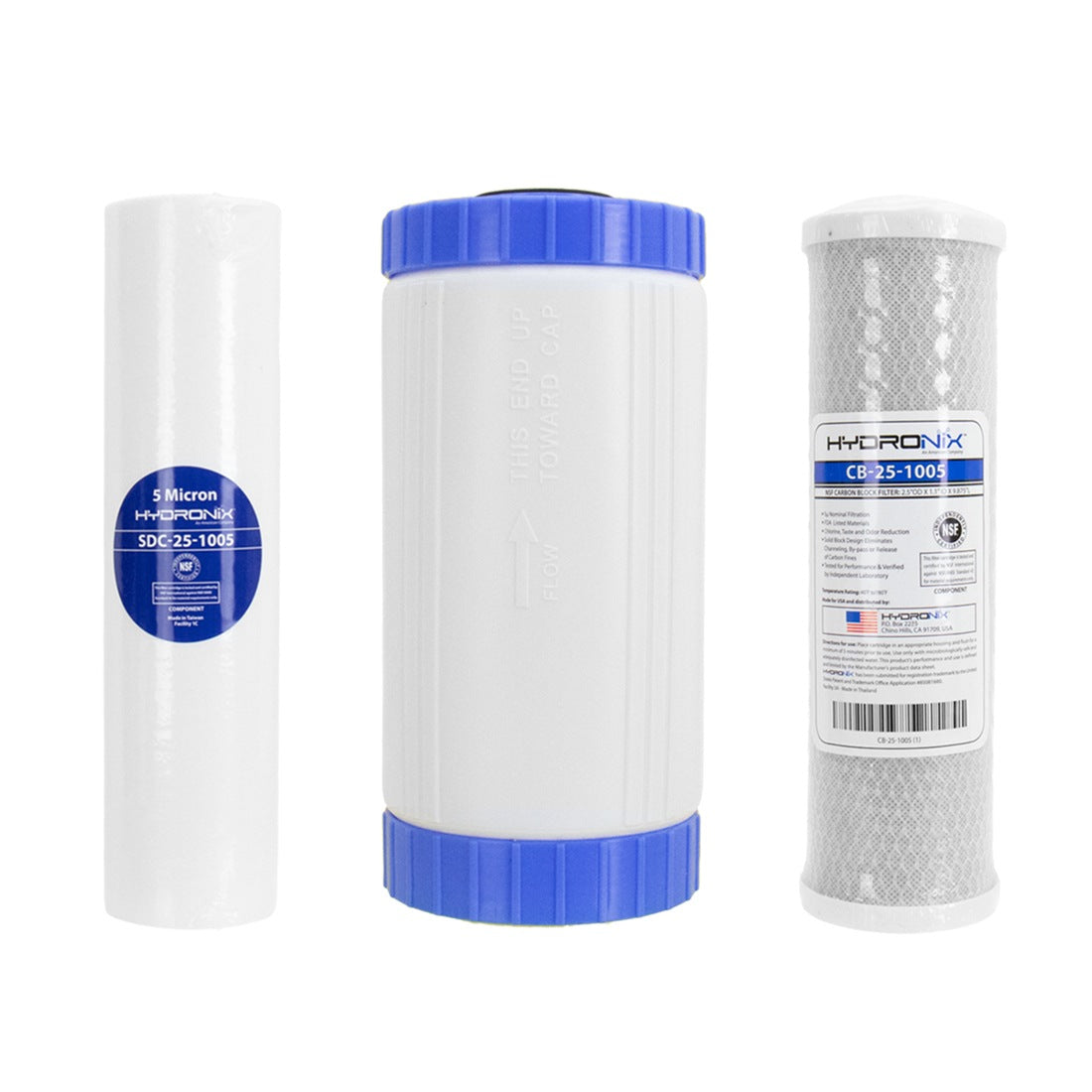 Pulex Carbon Sediment DI Water Filter Replacement Cartridge Set for Hydro Systems - Clean Drinking & Aquarium Water Filtration