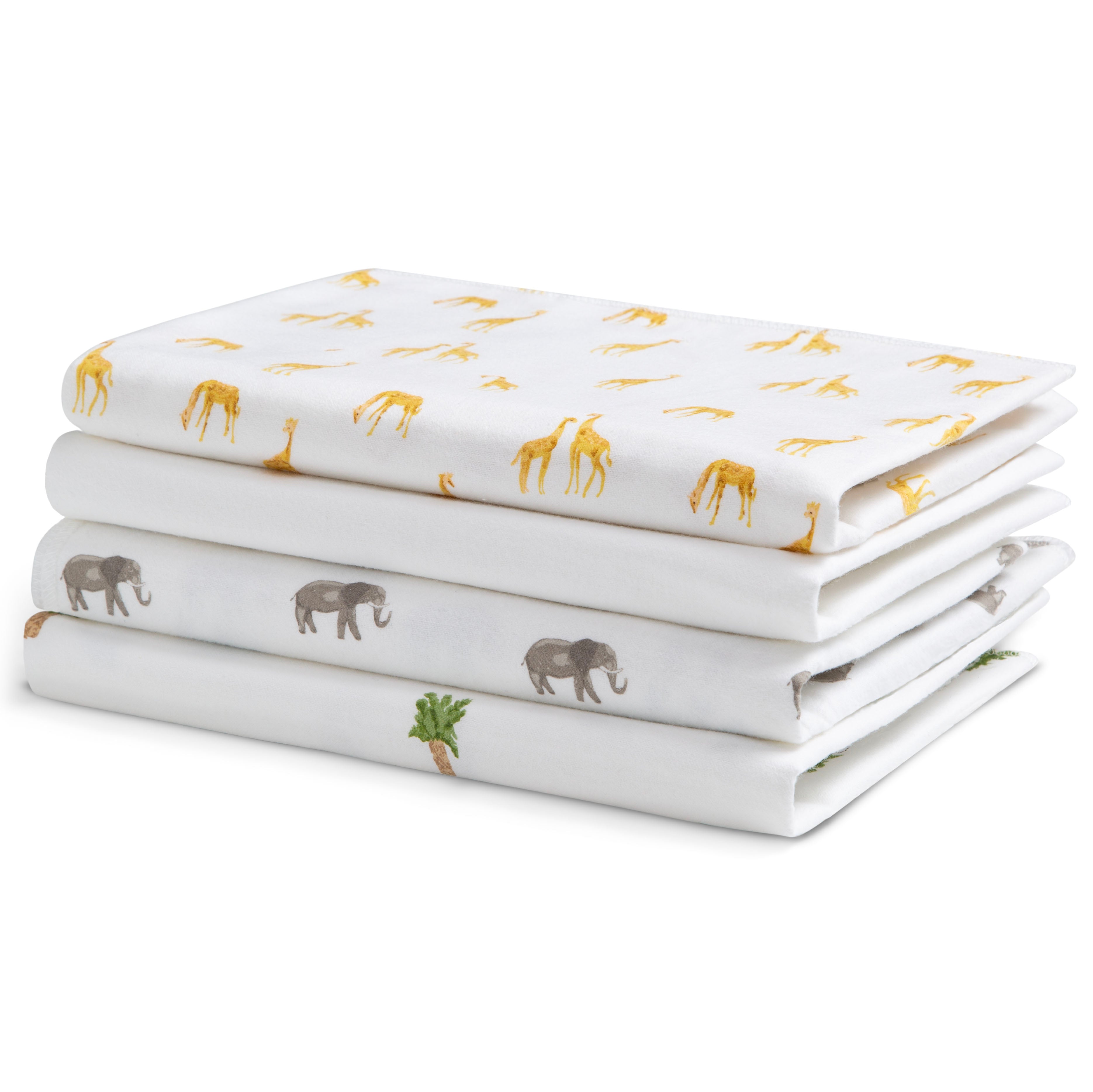 Soft 100% Cotton Flannel Baby Receiving Blankets - 4 Pack for Newborns & Infants - Perfect for Swaddling, Nursing & Cuddling