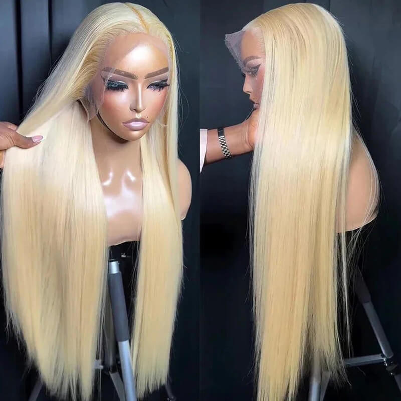 Eullair #613 Blonde Straight Lace Front Wig - Human Hair Transparent Lace Wig Dye Friendly | Perfect for Cosplay, Daily Wear & Party Hairstyles