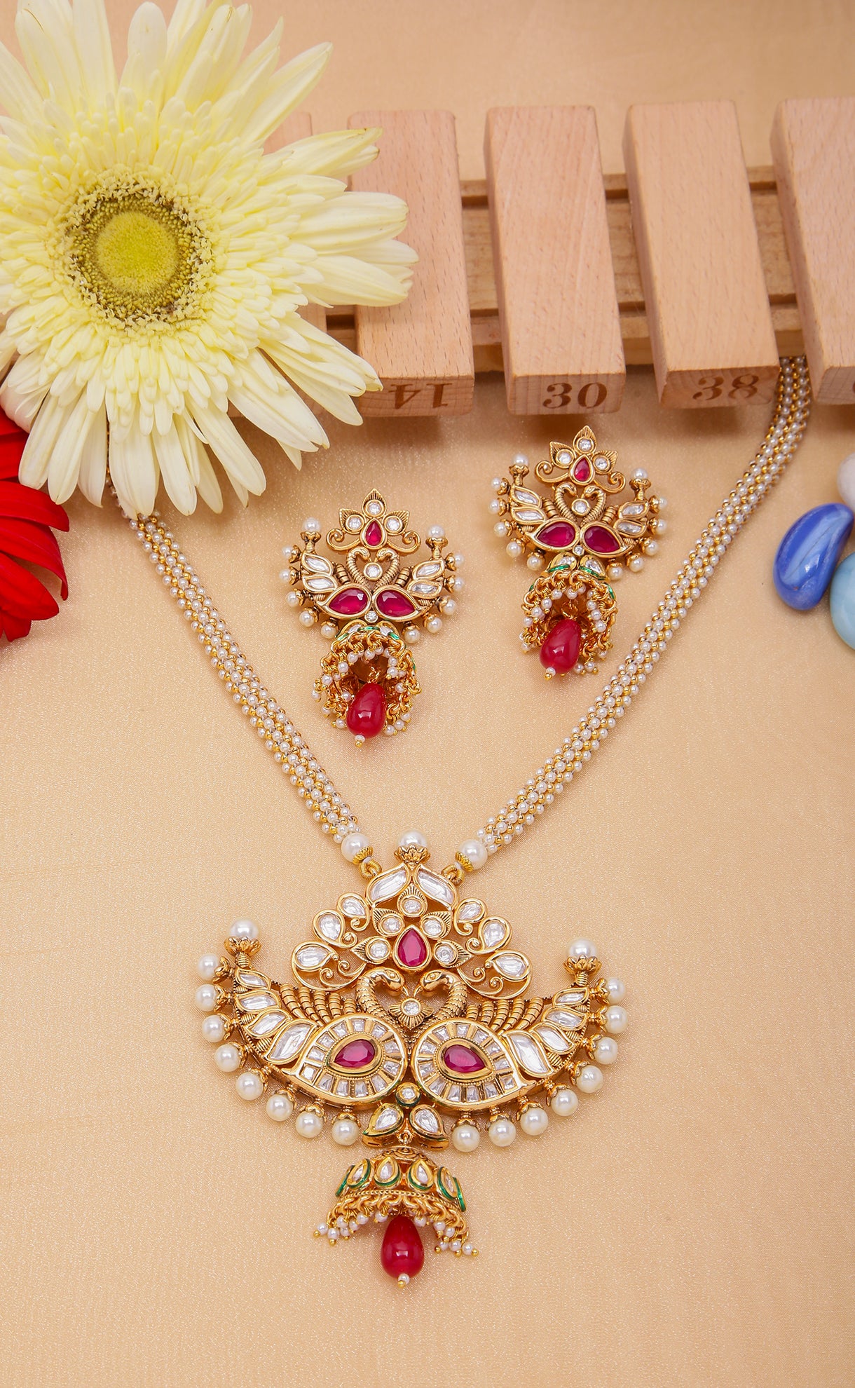 Elegant Designer Gold Plated Royal Kundan Pendant Set (D1170) - Perfect for Weddings, Parties & Special Occasions