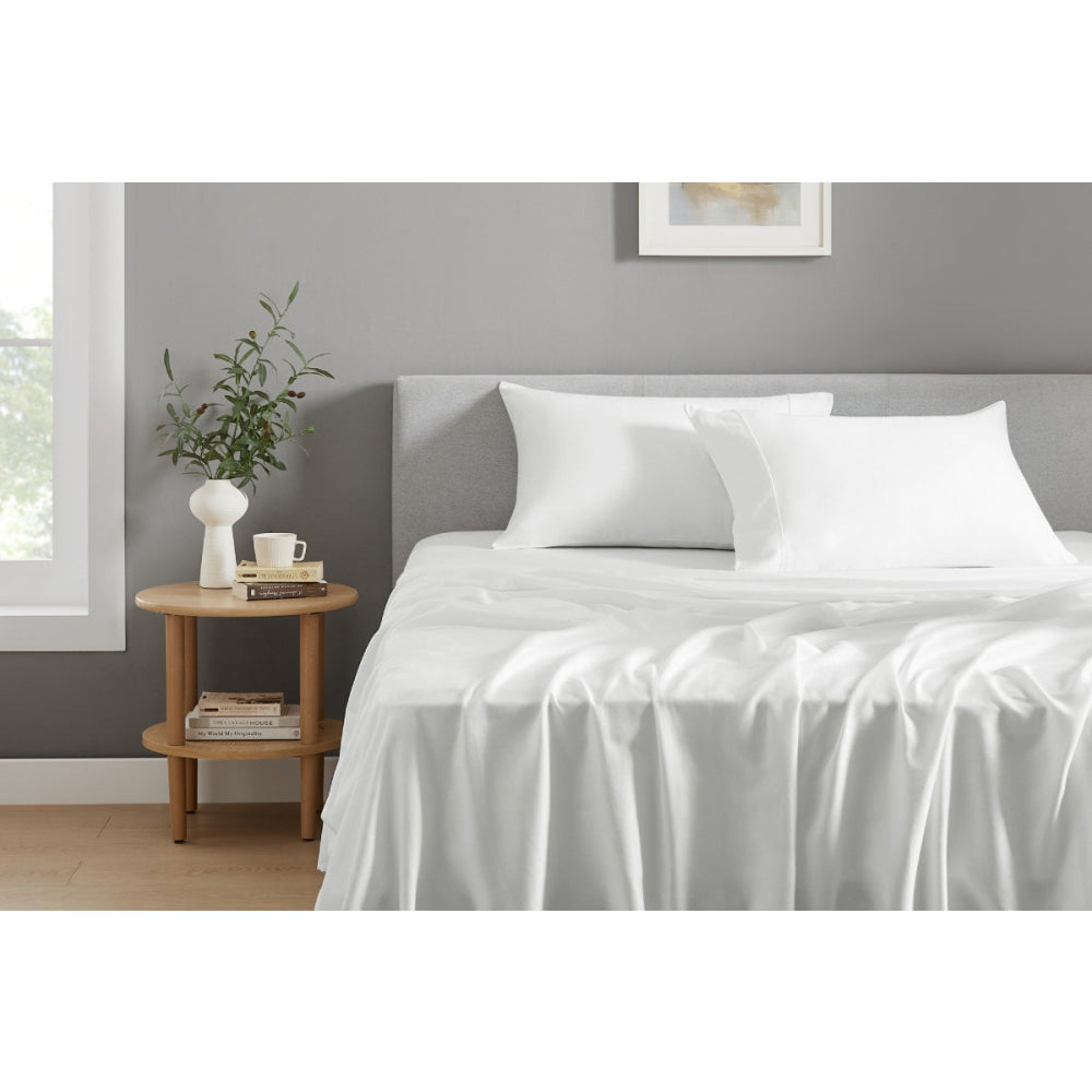 Premium 100% Australian Cotton Bed Sheet Set - Soft & Breathable White Sheets for Queen/King Size Beds - Perfect for Home, Hotel, or Airbnb Comfort