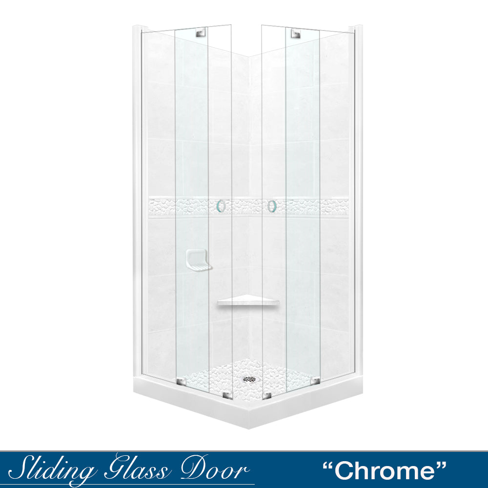 Pebble Natural Buff Corner Shower Kit - Waterproof Bathroom Shower Panel System for Modern Home & Spa Relaxation