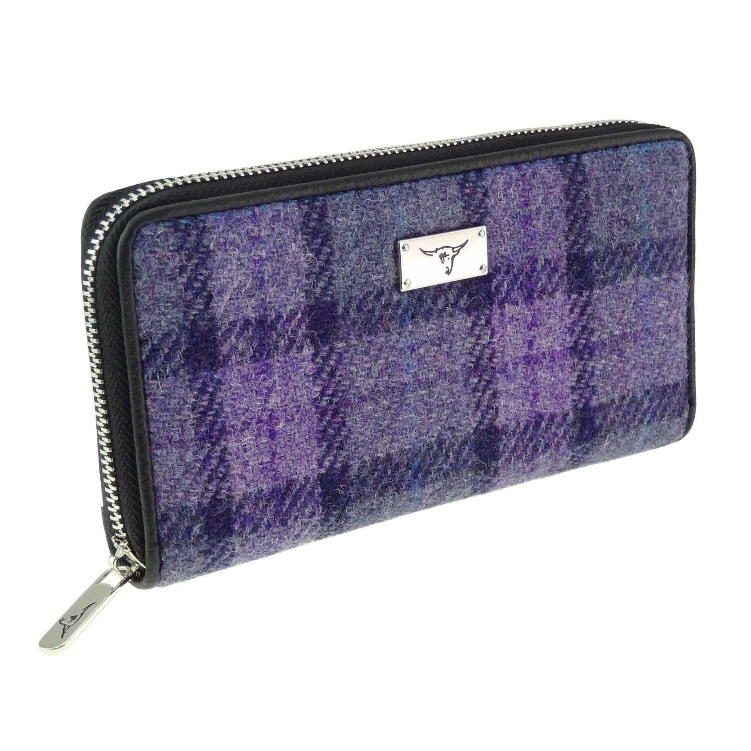 Harris Tweed Long Zip Wallet for Men & Women - 22 Stylish Colors | RFID Blocking Leather Card Holder for Travel, Business & Everyday Use