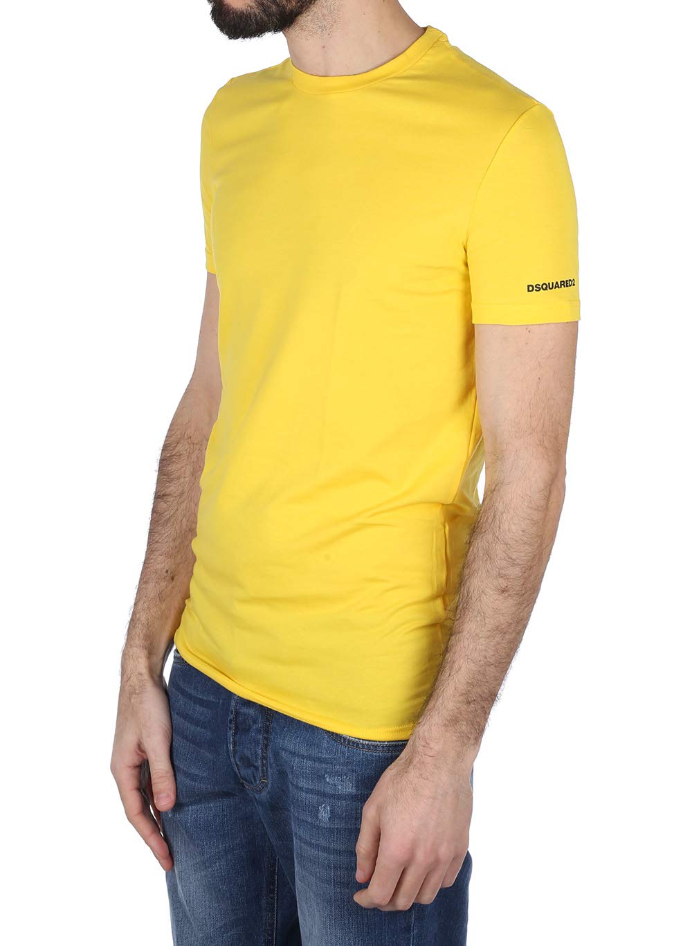 DSQUARED2 Men's Basic Yellow Cotton Crew Neck T-Shirt - Soft Comfortable Undershirt for Casual Wear & Layering