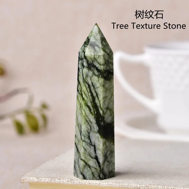 Natural Green Moss Agate Crystal Point - 60-70mm Transparent Quartz Stone for Home Decor, Feng Shui, Jewelry Making & Healing Meditation (1PC)