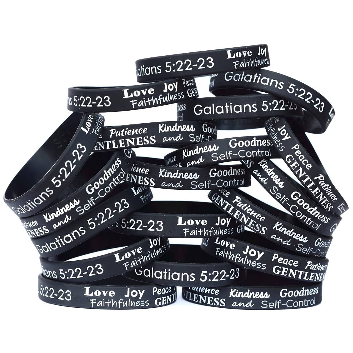 20 Pack Inspirational Christian Bracelets - Love Joy Peace Patience Wristbands (Galatians 5:22 Fruit of the Spirit) for Church Groups, Bible Study & Faith-Based Gifts