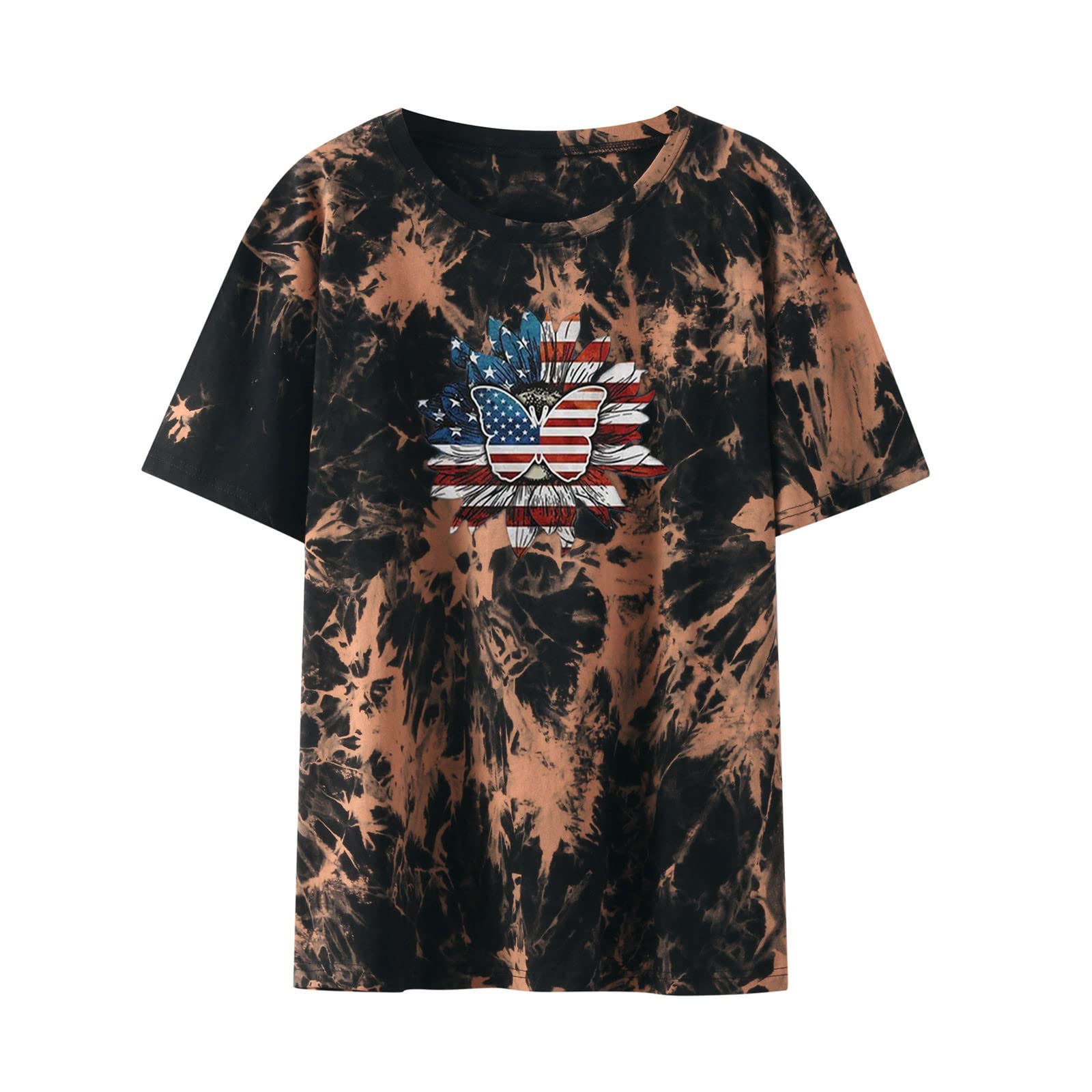 Women's Printed Round Neck Short Sleeve T-Shirt - Loose Fit Hawaiian Style Blouse for Casual Wear, Beach Vacation & Summer Outfits | Activewear & Everyday Comfort #529