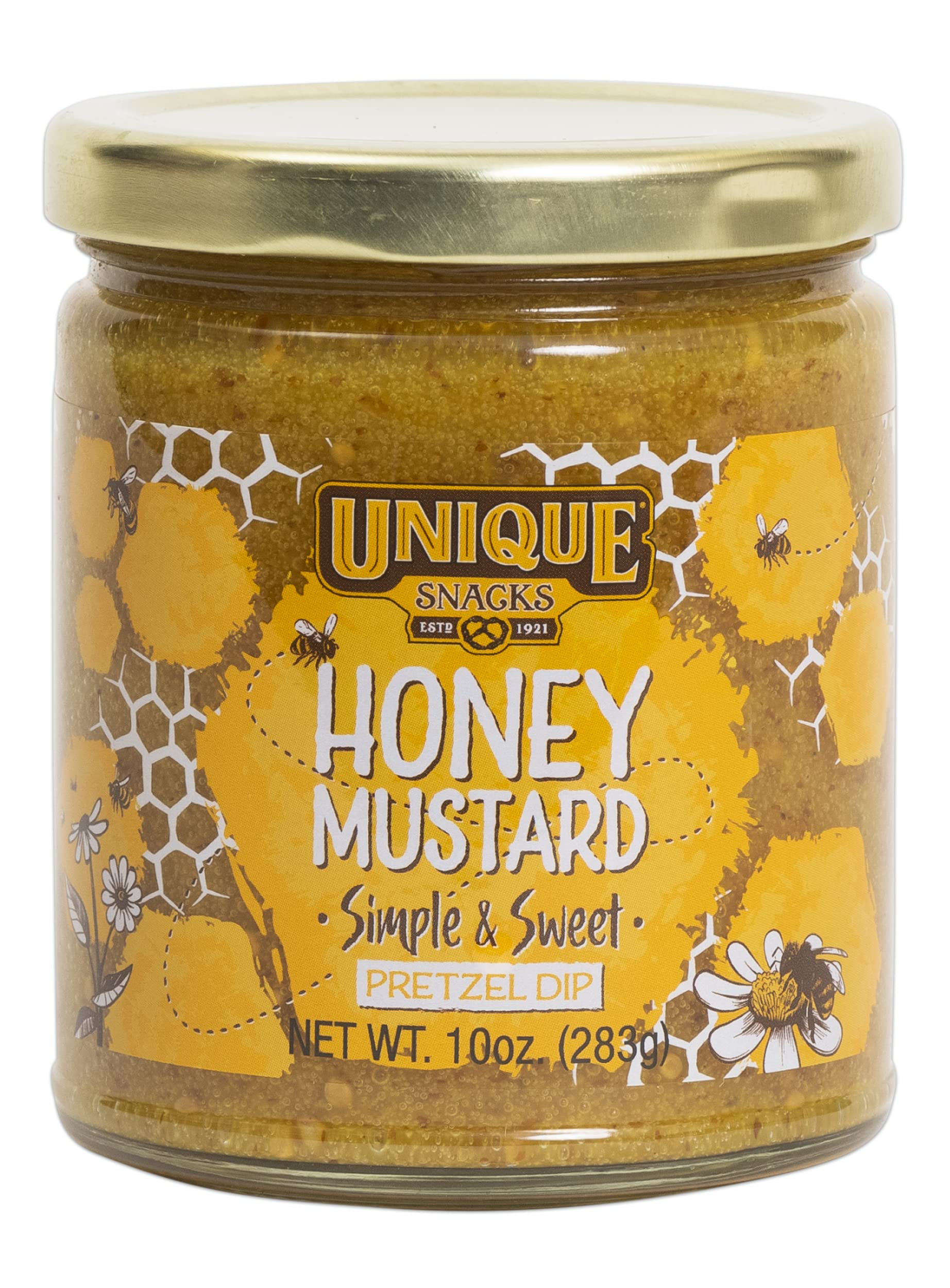Unique Snacks Honey Mustard Pretzel Dip - Non-GMO Whole Grain Mustard Seed Spread (Pack of 4) | Perfect for Parties, Snacking & Charcuterie Boards