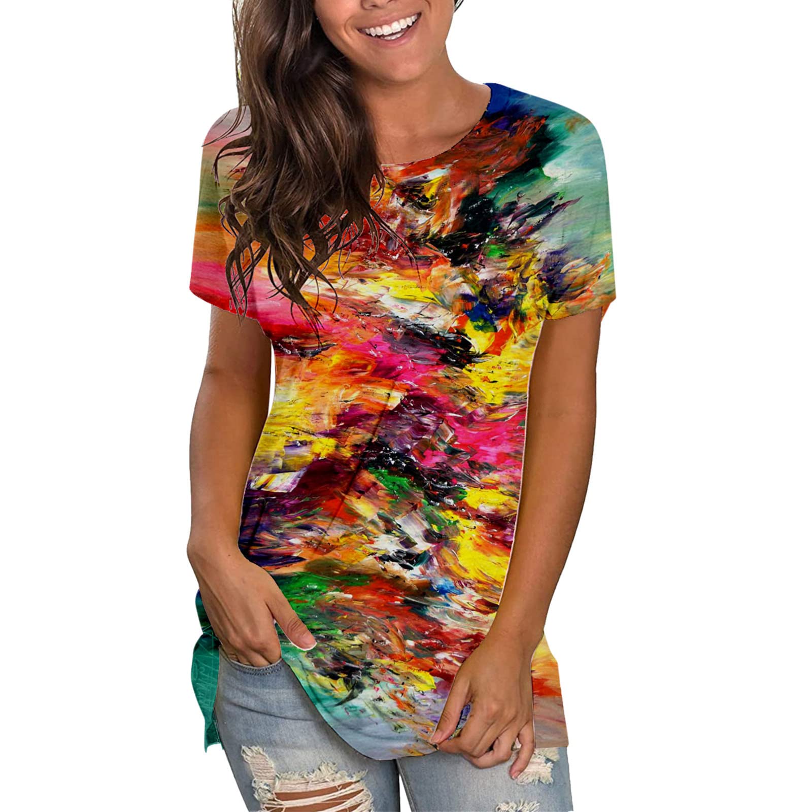 Women's Summer Short Sleeve T-Shirts - Casual O-Neck Tunic Tops & Blouses for Everyday Wear | Perfect for Beach Outings, Casual Fridays & Summer Vacations