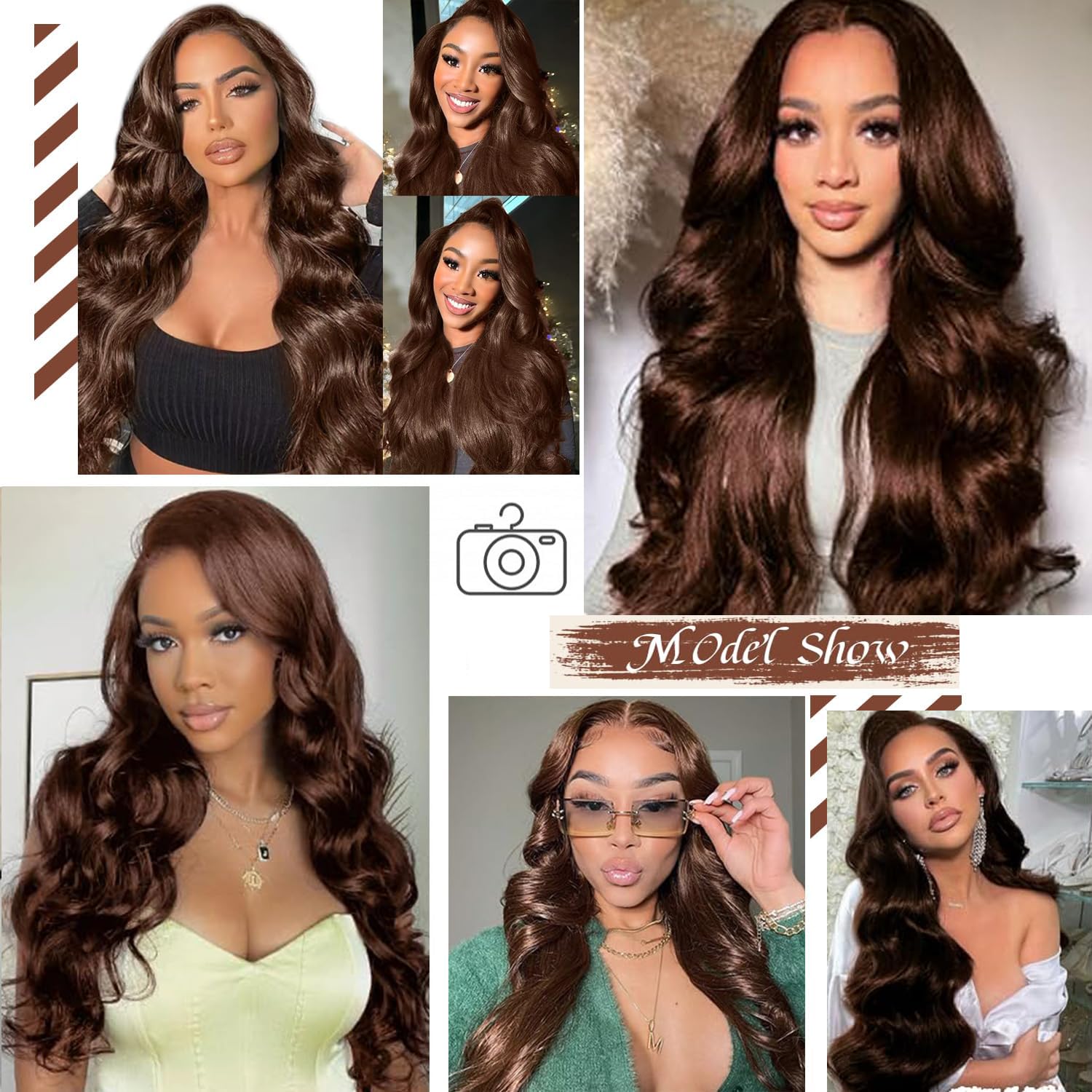 13x6 HD Lace Front Wig Human Hair 28 Inch Chocolate Brown Body Wave Pre Plucked 200 Density with Baby Hair | Natural Looking Wigs for Women, Daily Wear, Cosplay & Special Occasions