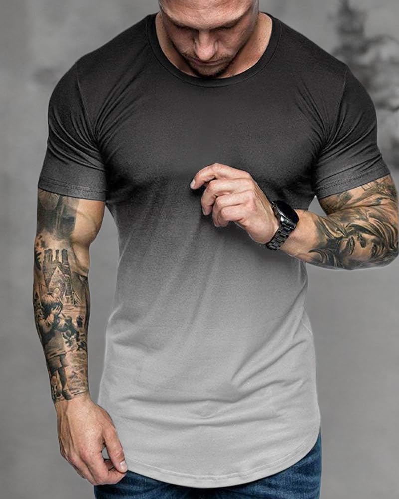 RRHSS Men's Muscle Gym T-Shirt - Short Sleeve Workout Shirt for Bodybuilding & Athletic Training - Breathable Cotton Tee for Gym, Running & Fitness Training