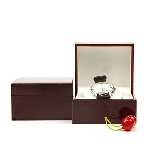 Luxury Wooden Flip Top Watch Box - Single Compartment Square Jewelry Organizer for Bracelets & Watches - Premium Gift Box (Red) - Perfect for Watch Collections, Jewelry Storage & Gifting