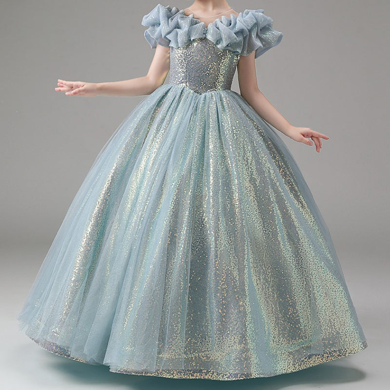 Sparkly Flower Girl Dress for Kids - Sequin Pageant Party Gown for Birthday, Stage Performances & Special Occasions