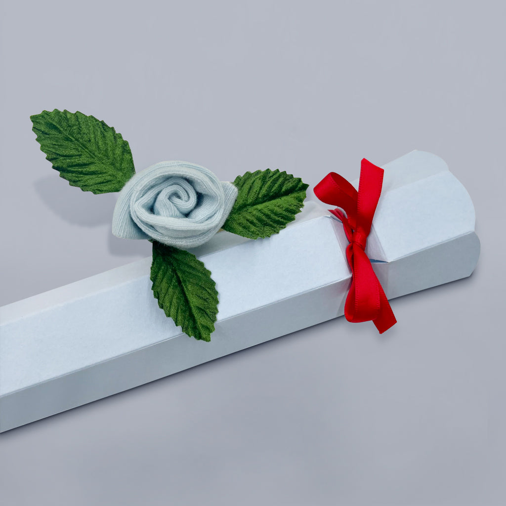 Baby's First Christmas Rosebud Sock Cracker - Blue Holiday Gift for Newborns & Infants - Perfect for Christmas Stockings, Photo Props & Keepsakes