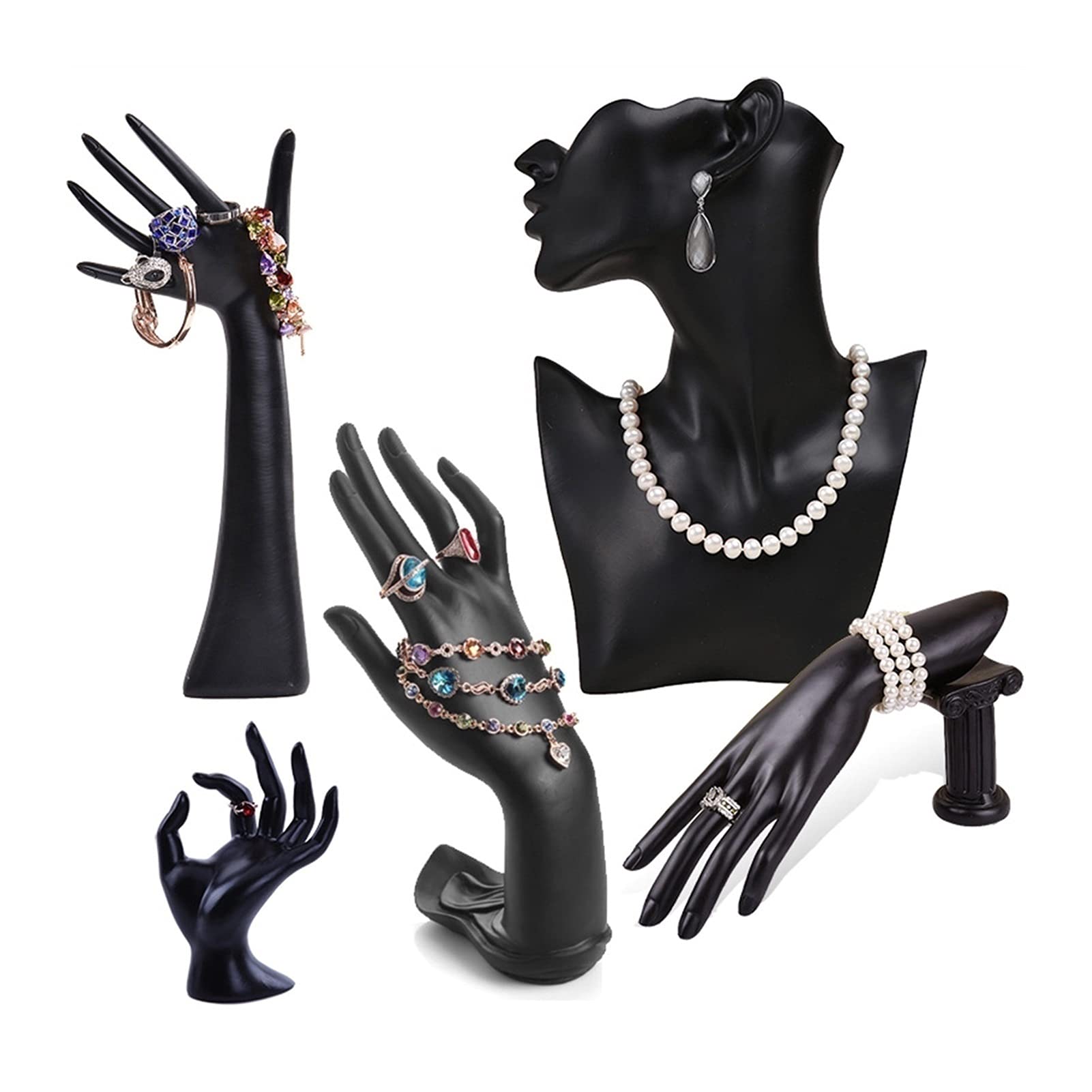 Blue Resin Jewelry Holder - Hand Model Display Stand for Rings & Necklaces - Perfect for Boutique, Wedding & Jewelry Store Displays