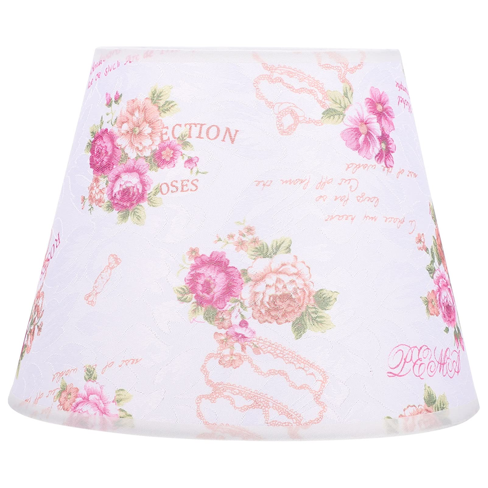 ibasenice Floral Linen Lamp Shade - Rustic Rose Pattern Table & Floor Light Cover for Bedroom, Living Room, Office | Ceiling & Wall Chandelier Shade | Home Decor Lighting Accessory (Perfect for Farmhouse, Boho & Vintage Interior Design)